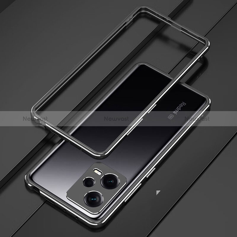 Luxury Aluminum Metal Frame Cover Case S01 for Xiaomi Redmi Note 12 5G Black