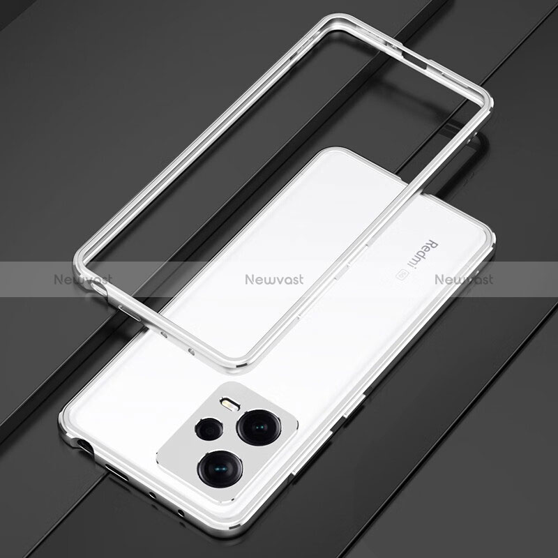 Luxury Aluminum Metal Frame Cover Case S01 for Xiaomi Redmi Note 12 5G Silver