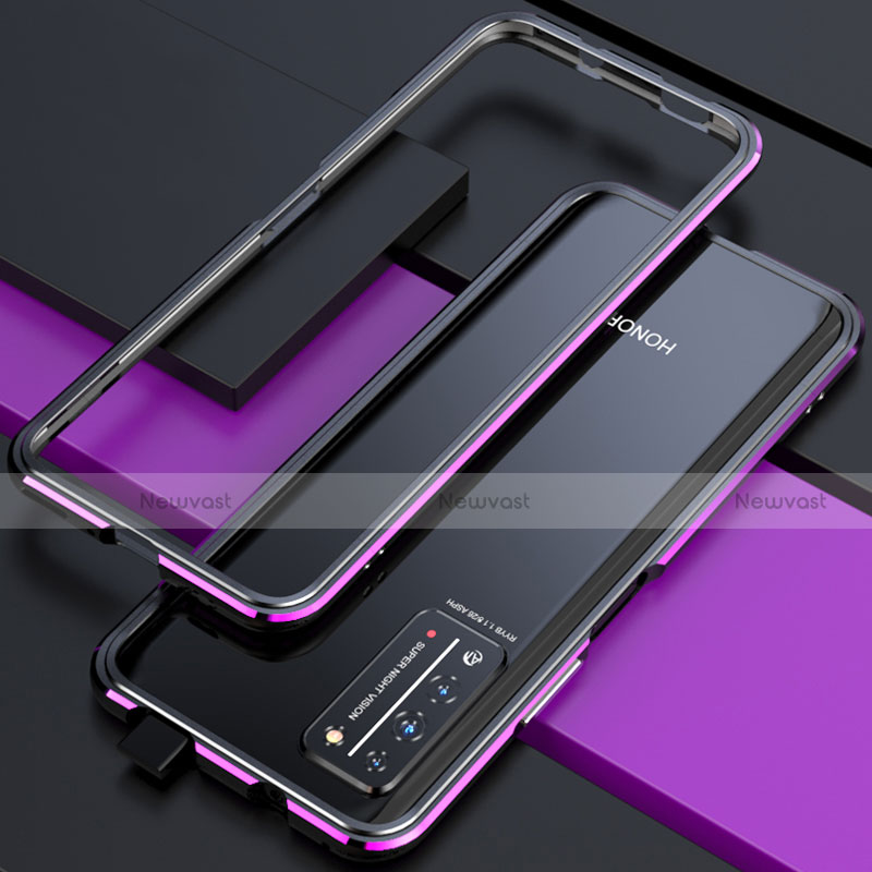 Luxury Aluminum Metal Frame Cover Case T01 for Huawei Honor X10 5G Purple and Blue