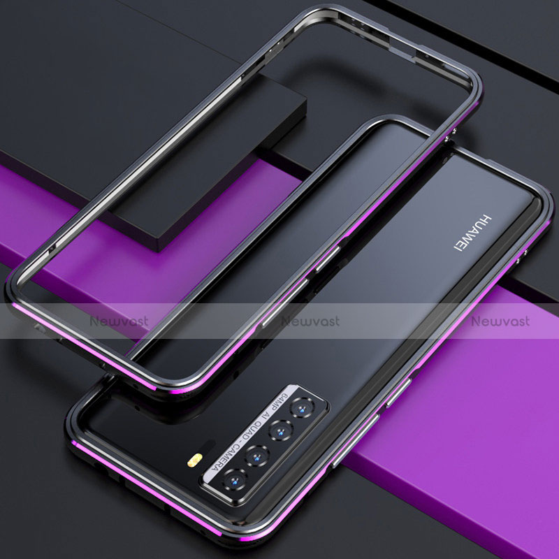 Luxury Aluminum Metal Frame Cover Case T01 for Huawei Nova 7 SE 5G Purple and Blue
