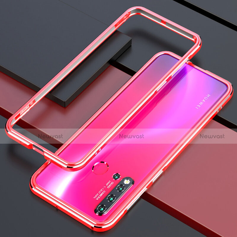 Luxury Aluminum Metal Frame Cover Case T01 for Huawei P20 Lite (2019) Red