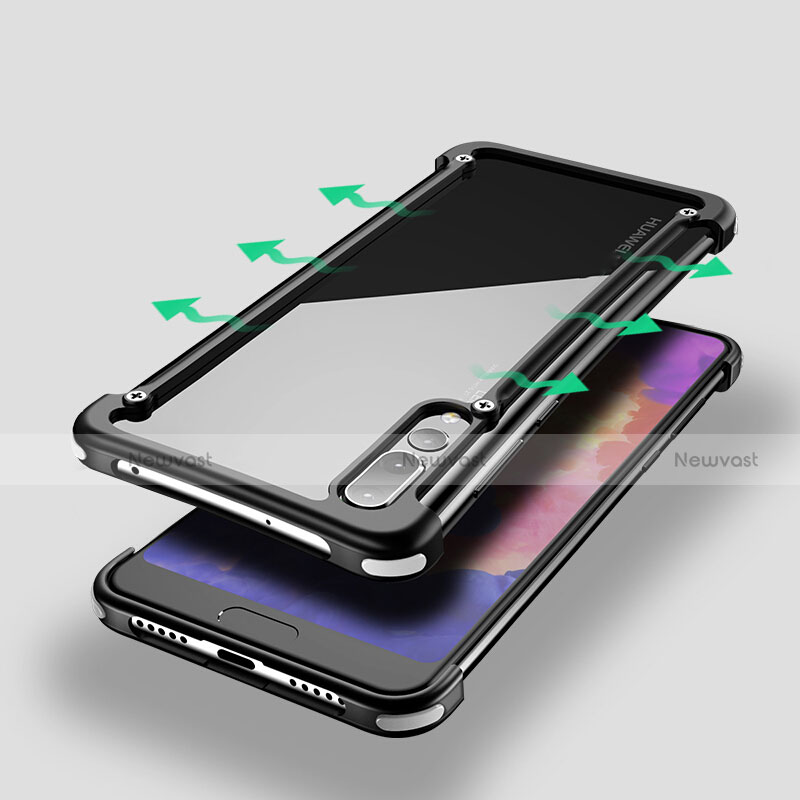 Luxury Aluminum Metal Frame Cover Case T01 for Huawei P20 Pro Black