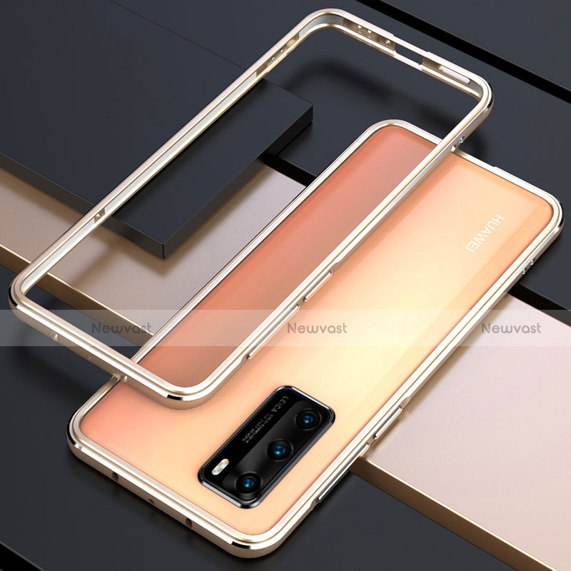 Luxury Aluminum Metal Frame Cover Case T01 for Huawei P40 Gold