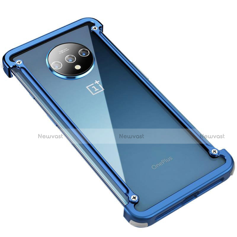 Luxury Aluminum Metal Frame Cover Case T01 for OnePlus 7T Blue