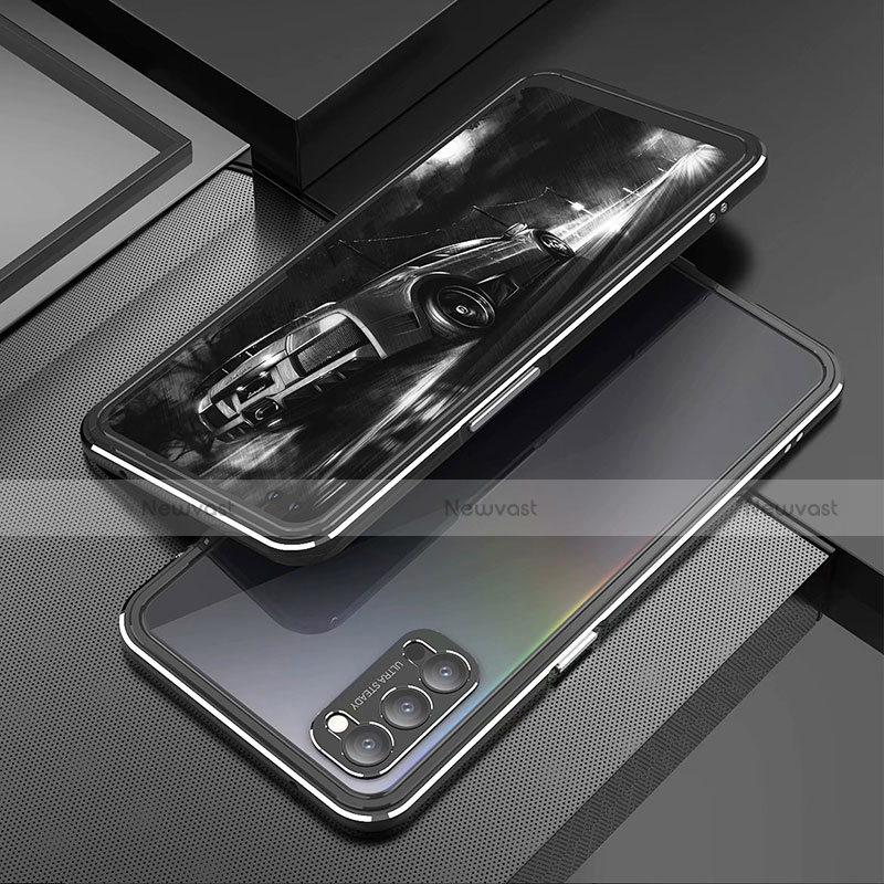 Luxury Aluminum Metal Frame Cover Case T01 for Oppo Reno4 Pro 5G Black