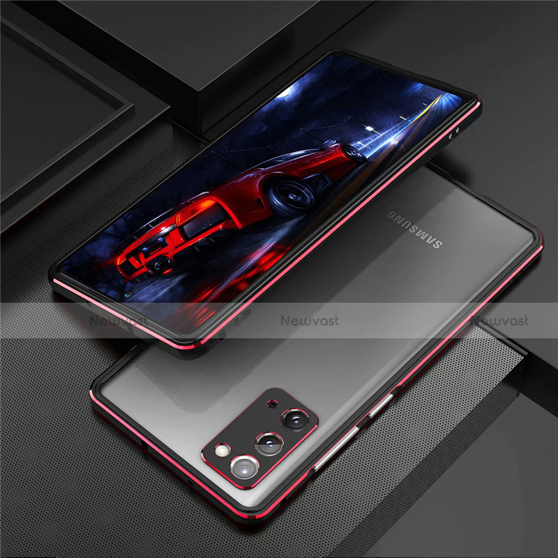 Luxury Aluminum Metal Frame Cover Case T01 for Samsung Galaxy Note 20 5G Red and Black