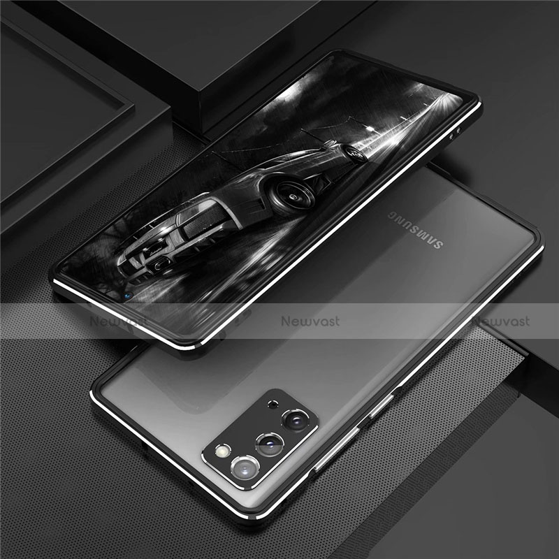 Luxury Aluminum Metal Frame Cover Case T01 for Samsung Galaxy Note 20 5G Silver and Black