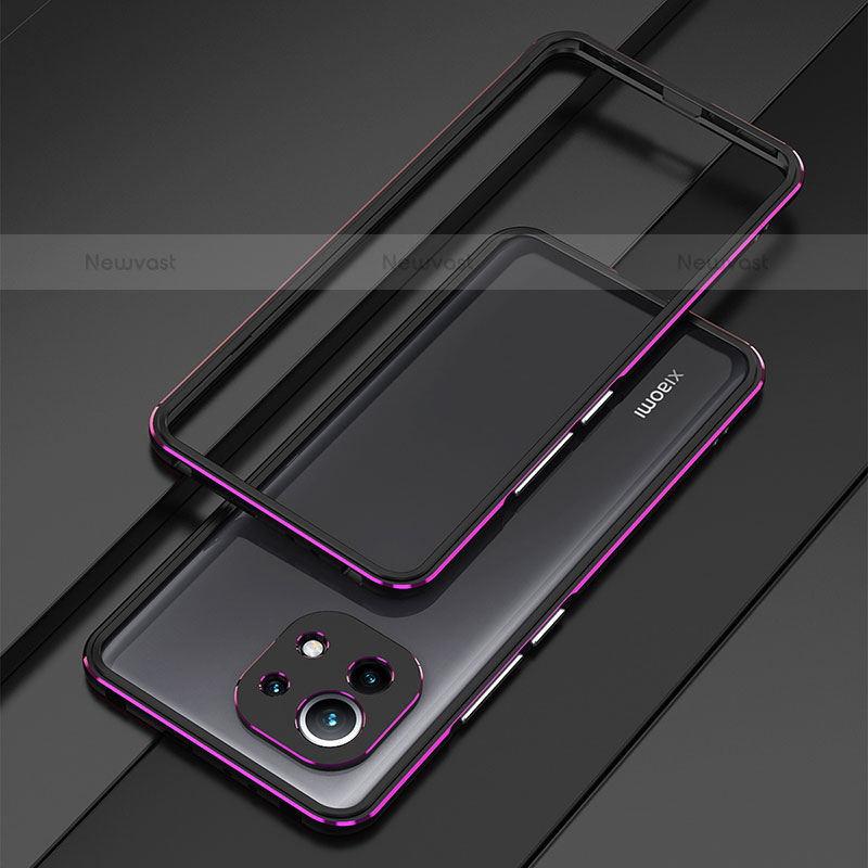 Luxury Aluminum Metal Frame Cover Case T01 for Xiaomi Mi 11 Lite 4G Purple