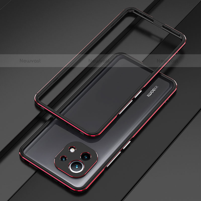 Luxury Aluminum Metal Frame Cover Case T01 for Xiaomi Mi 11 Lite 4G Red