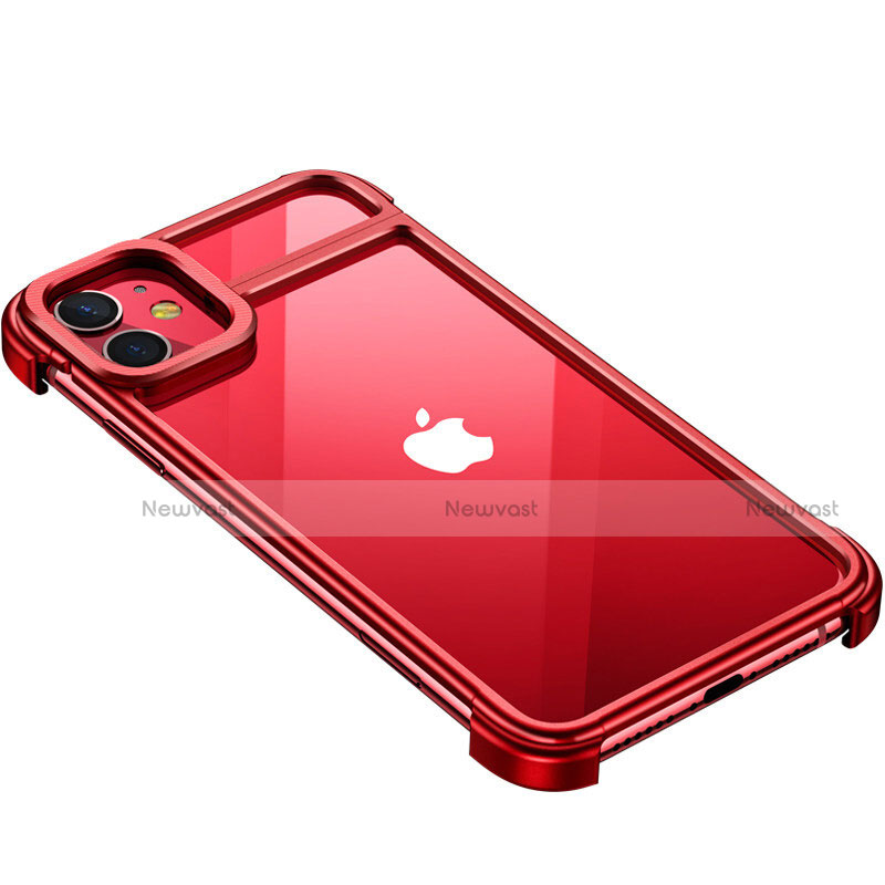 Luxury Aluminum Metal Frame Cover Case T02 for Apple iPhone 11 Red