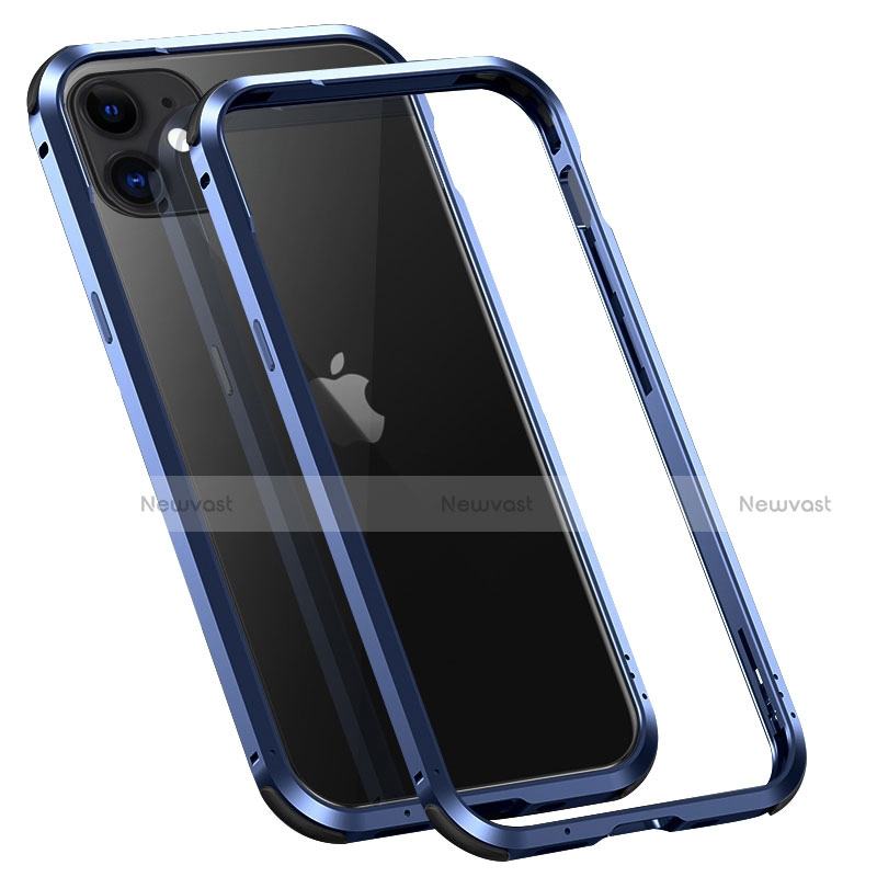 Luxury Aluminum Metal Frame Cover Case T02 for Apple iPhone 12 Blue