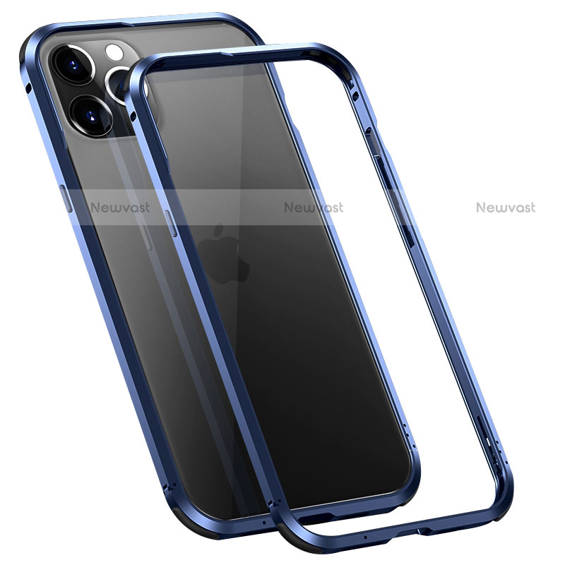 Luxury Aluminum Metal Frame Cover Case T02 for Apple iPhone 12 Pro Blue