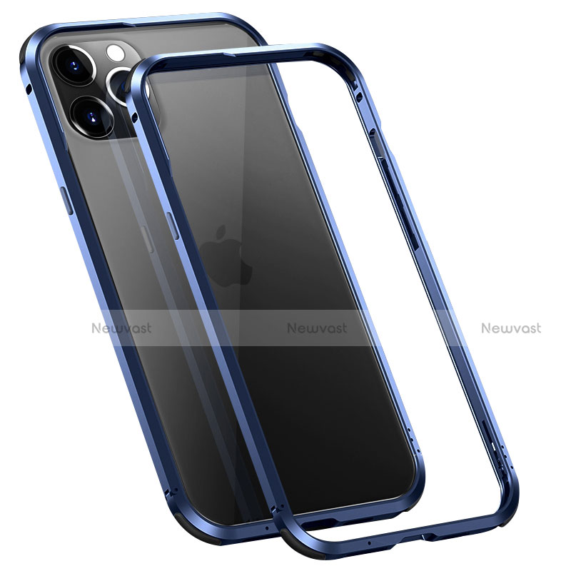 Luxury Aluminum Metal Frame Cover Case T02 for Apple iPhone 12 Pro Max Blue