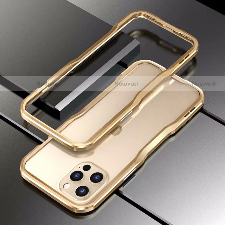 Luxury Aluminum Metal Frame Cover Case T03 for Apple iPhone 12 Pro Gold