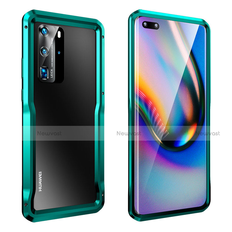 Luxury Aluminum Metal Frame Cover Case T03 for Huawei P40 Pro Green