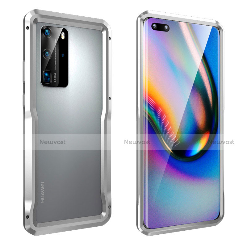 Luxury Aluminum Metal Frame Cover Case T03 for Huawei P40 Pro Silver