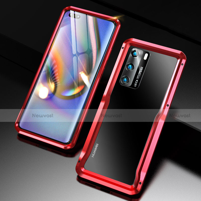 Luxury Aluminum Metal Frame Cover Case T03 for Huawei P40 Red