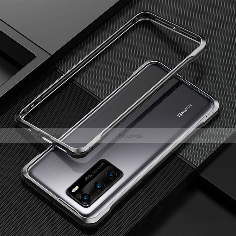 Luxury Aluminum Metal Frame Cover Case T04 for Huawei P40 Black