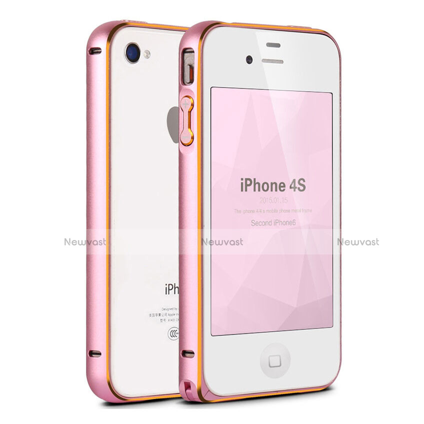 Luxury Aluminum Metal Frame Cover for Apple iPhone 4 Pink