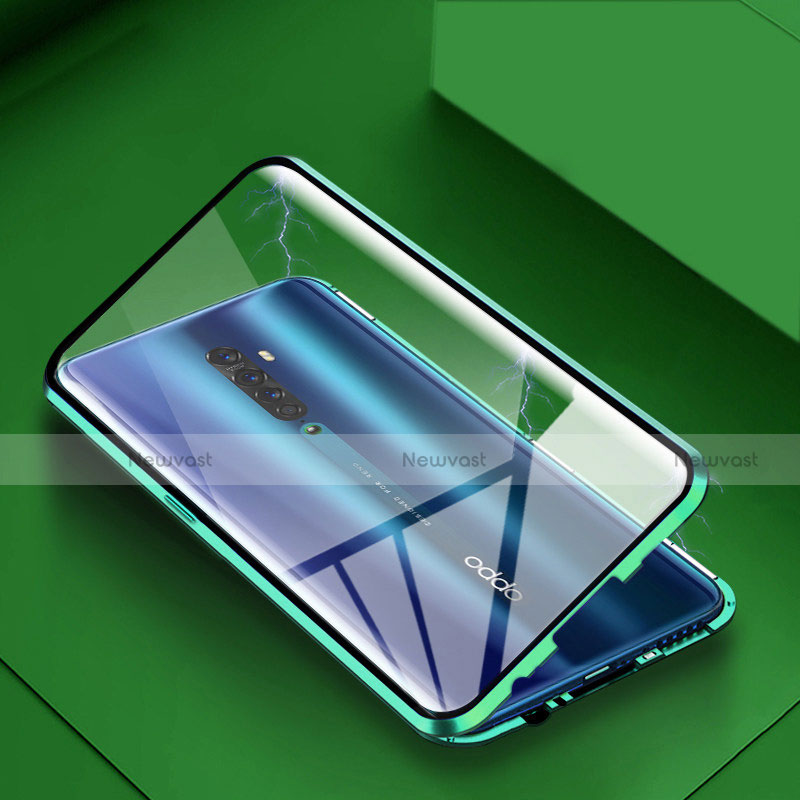 Luxury Aluminum Metal Frame Mirror Cover Case 360 Degrees C01 for Oppo Reno2 Green