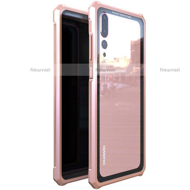Luxury Aluminum Metal Frame Mirror Cover Case 360 Degrees D01 for Huawei P20 Pro