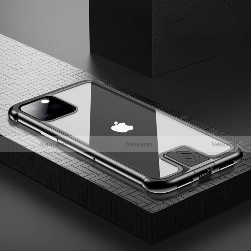 Luxury Aluminum Metal Frame Mirror Cover Case 360 Degrees for Apple iPhone 11 Pro Max Black