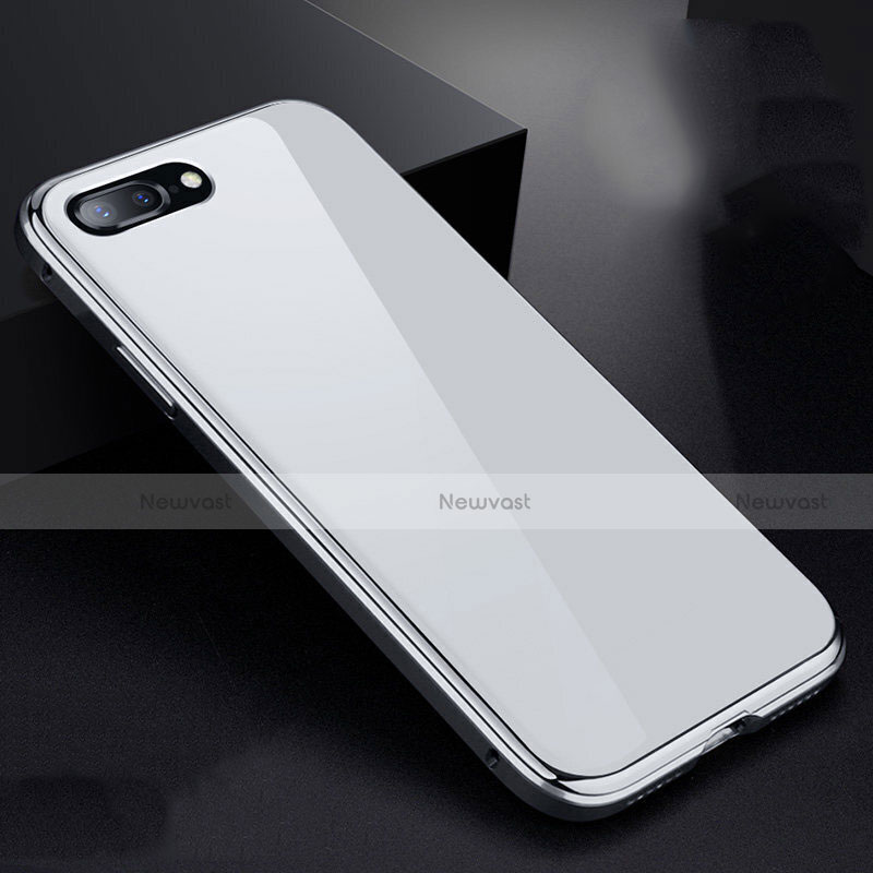 Luxury Aluminum Metal Frame Mirror Cover Case 360 Degrees for Apple iPhone 8 Plus White