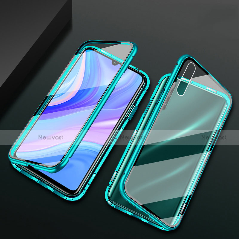 Luxury Aluminum Metal Frame Mirror Cover Case 360 Degrees for Huawei Enjoy 10S Green