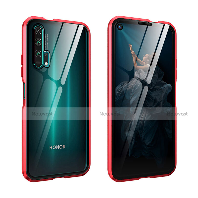 Luxury Aluminum Metal Frame Mirror Cover Case 360 Degrees for Huawei Honor 20 Pro Red