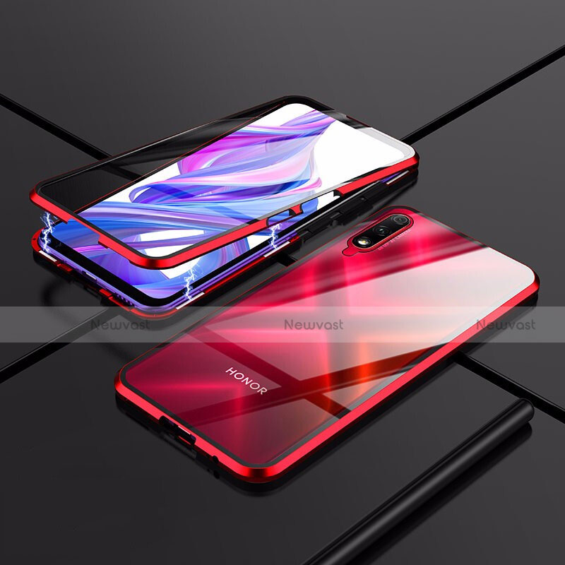 Luxury Aluminum Metal Frame Mirror Cover Case 360 Degrees for Huawei Honor 9X Red