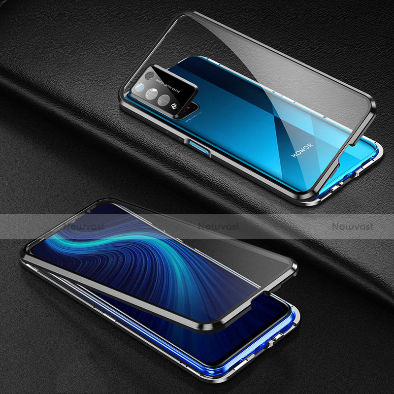 Luxury Aluminum Metal Frame Mirror Cover Case 360 Degrees for Huawei Honor X10 5G Black