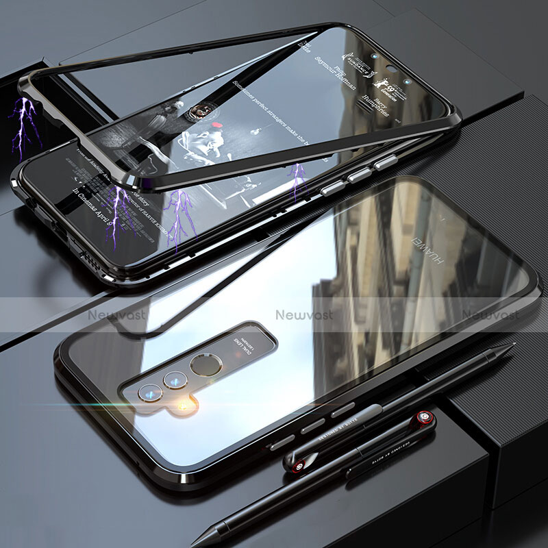 Luxury Aluminum Metal Frame Mirror Cover Case 360 Degrees for Huawei Mate 20 Lite Black