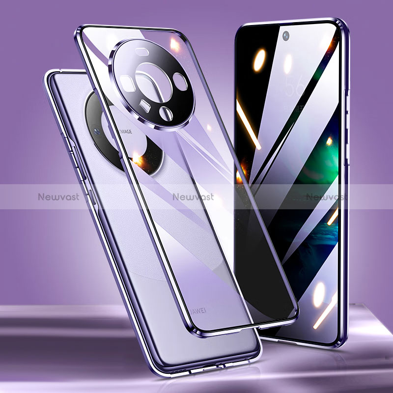 Luxury Aluminum Metal Frame Mirror Cover Case 360 Degrees for Huawei Mate 60