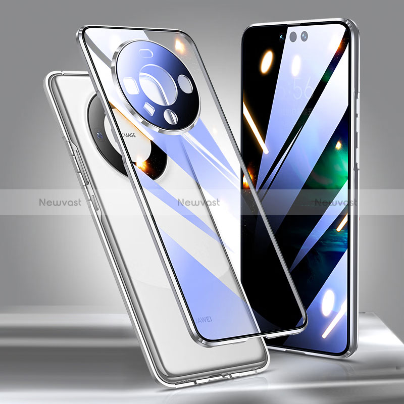 Luxury Aluminum Metal Frame Mirror Cover Case 360 Degrees for Huawei Mate 60 Pro