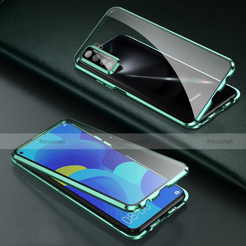 Luxury Aluminum Metal Frame Mirror Cover Case 360 Degrees for Huawei Nova 7 SE 5G Green
