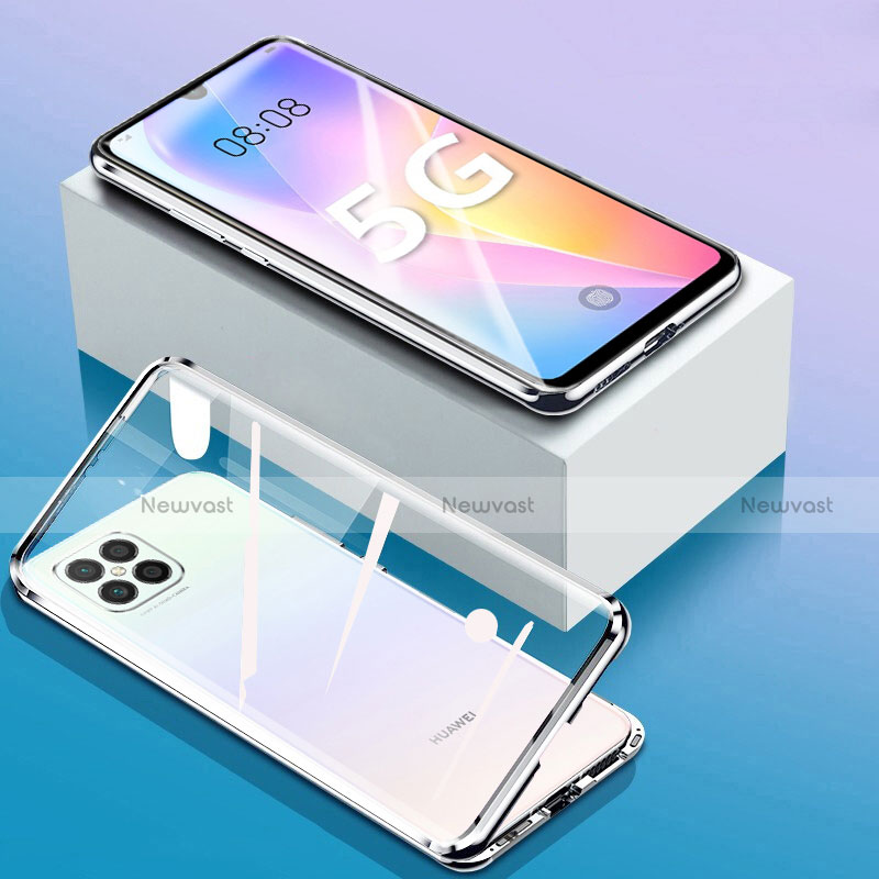 Luxury Aluminum Metal Frame Mirror Cover Case 360 Degrees for Huawei Nova 8 SE 5G Silver