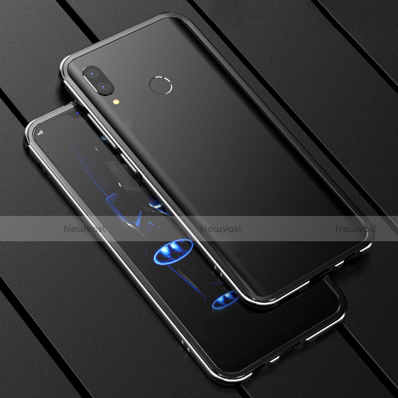 Luxury Aluminum Metal Frame Mirror Cover Case 360 Degrees for Huawei P Smart+ Plus Black