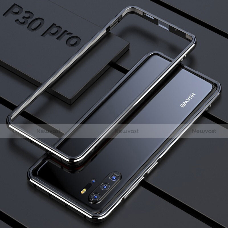 Luxury Aluminum Metal Frame Mirror Cover Case 360 Degrees for Huawei P30 Pro Silver