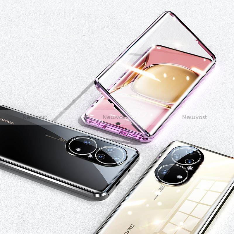Luxury Aluminum Metal Frame Mirror Cover Case 360 Degrees for Huawei P50 Pro