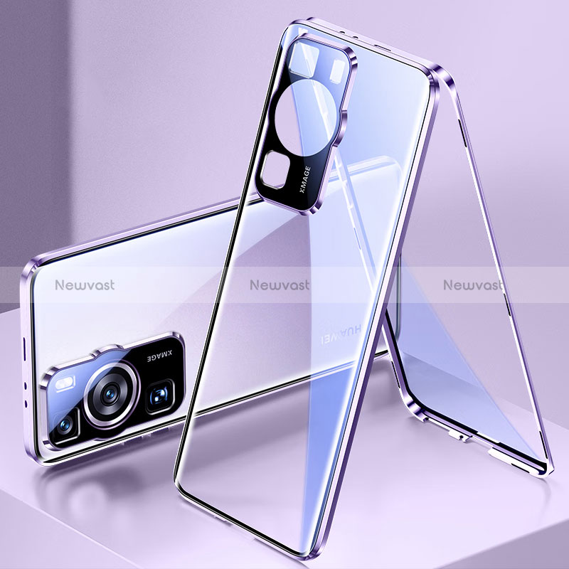 Luxury Aluminum Metal Frame Mirror Cover Case 360 Degrees for Huawei P60
