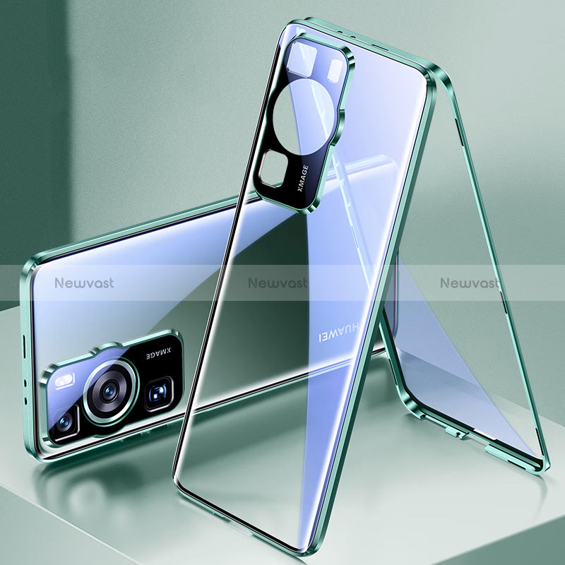 Luxury Aluminum Metal Frame Mirror Cover Case 360 Degrees for Huawei P60
