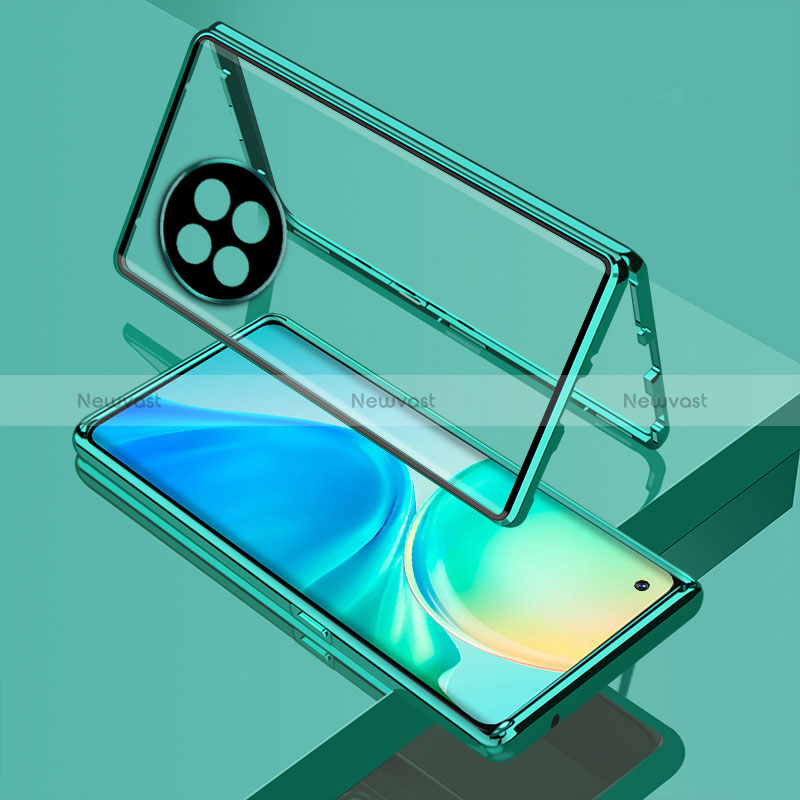 Luxury Aluminum Metal Frame Mirror Cover Case 360 Degrees for OnePlus Ace 2 Pro 5G Green