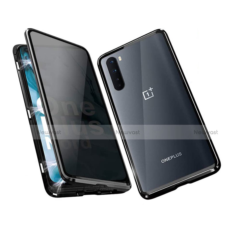 Luxury Aluminum Metal Frame Mirror Cover Case 360 Degrees for OnePlus Nord Black