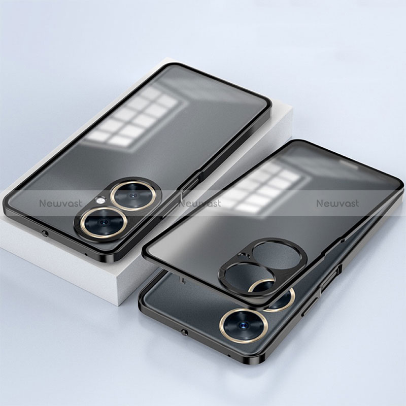 Luxury Aluminum Metal Frame Mirror Cover Case 360 Degrees for OnePlus Nord N30 5G Black