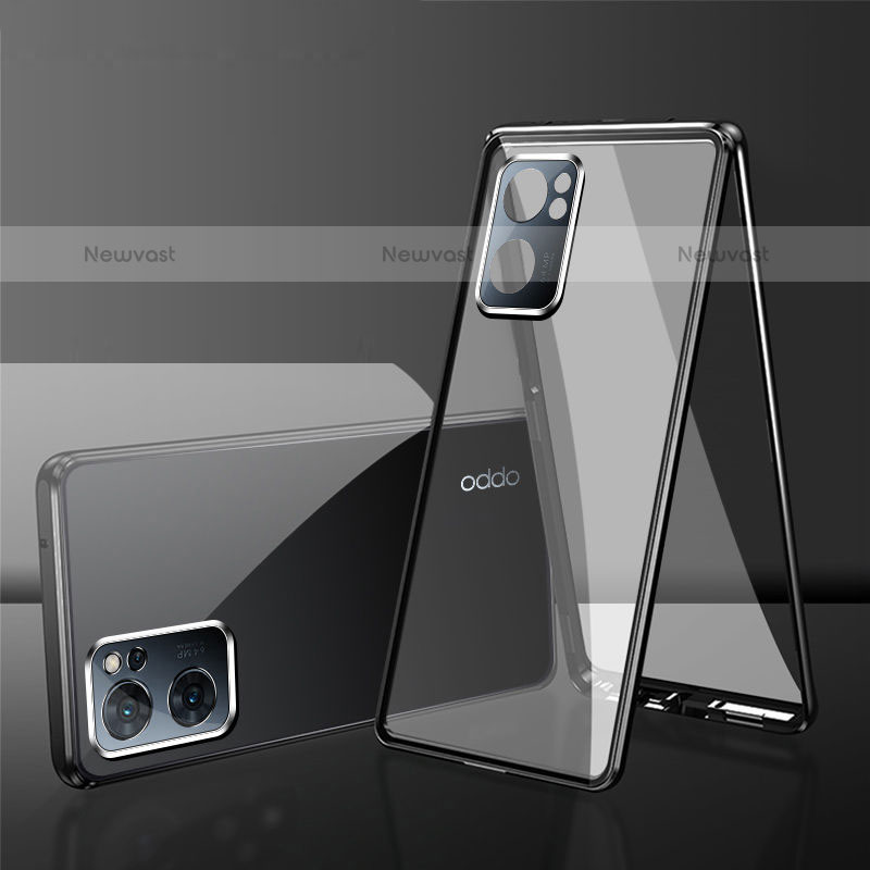 Luxury Aluminum Metal Frame Mirror Cover Case 360 Degrees for OnePlus Nord N300 5G Black