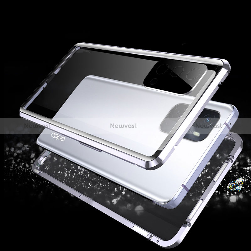 Luxury Aluminum Metal Frame Mirror Cover Case 360 Degrees for Oppo A54s