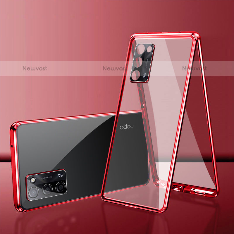 Luxury Aluminum Metal Frame Mirror Cover Case 360 Degrees for Oppo A55S 5G
