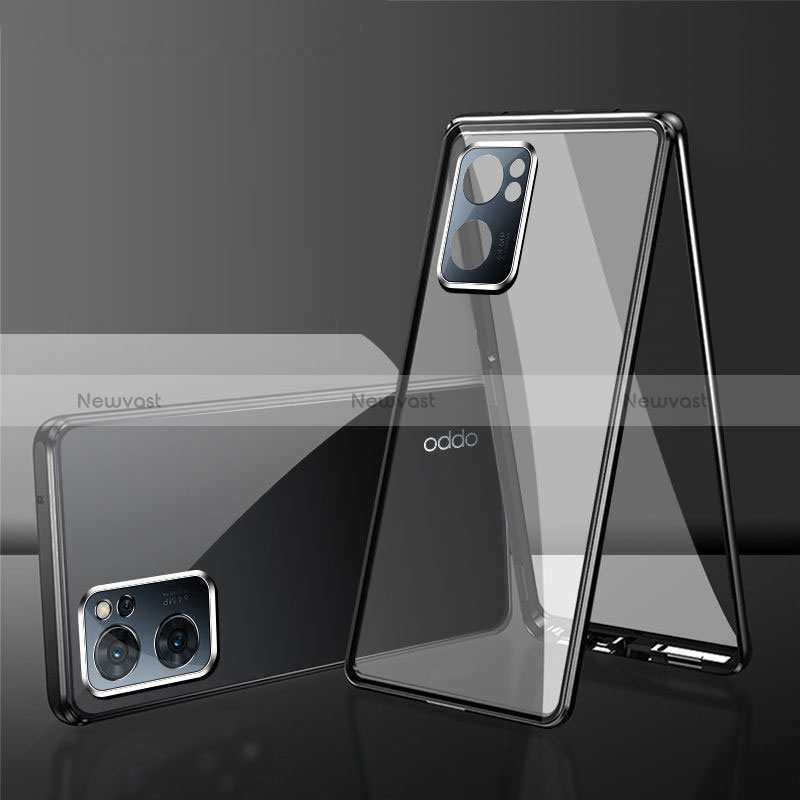 Luxury Aluminum Metal Frame Mirror Cover Case 360 Degrees for Oppo A56S 5G