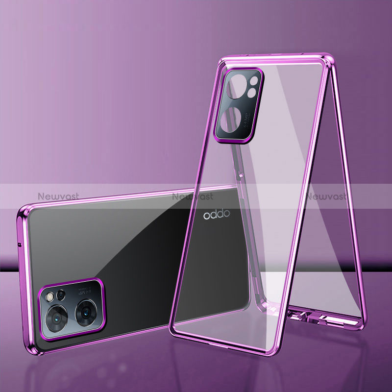 Luxury Aluminum Metal Frame Mirror Cover Case 360 Degrees for Oppo A77 5G