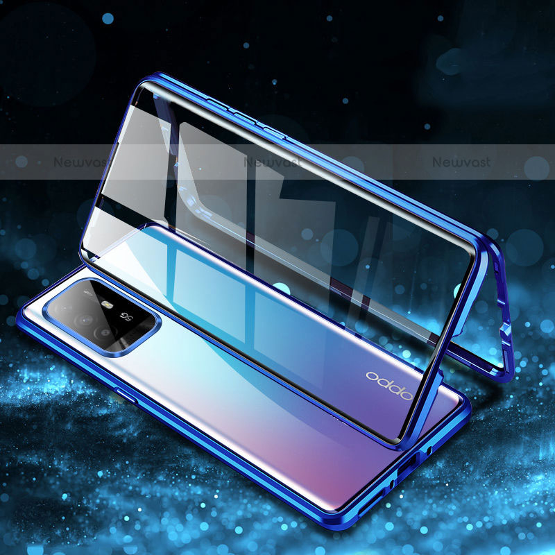 Luxury Aluminum Metal Frame Mirror Cover Case 360 Degrees for Oppo A95 5G